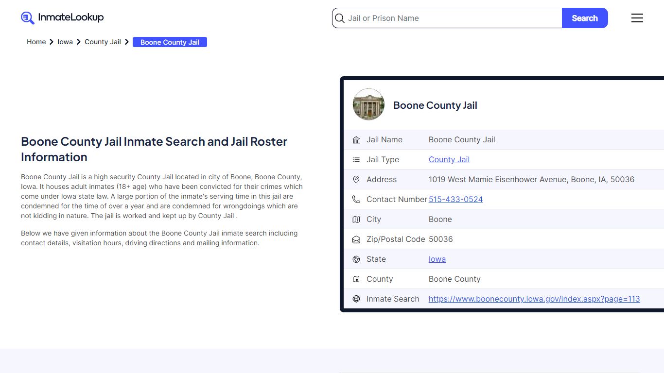 Boone County Jail Inmate Search - Boone Iowa - Inmate Lookup